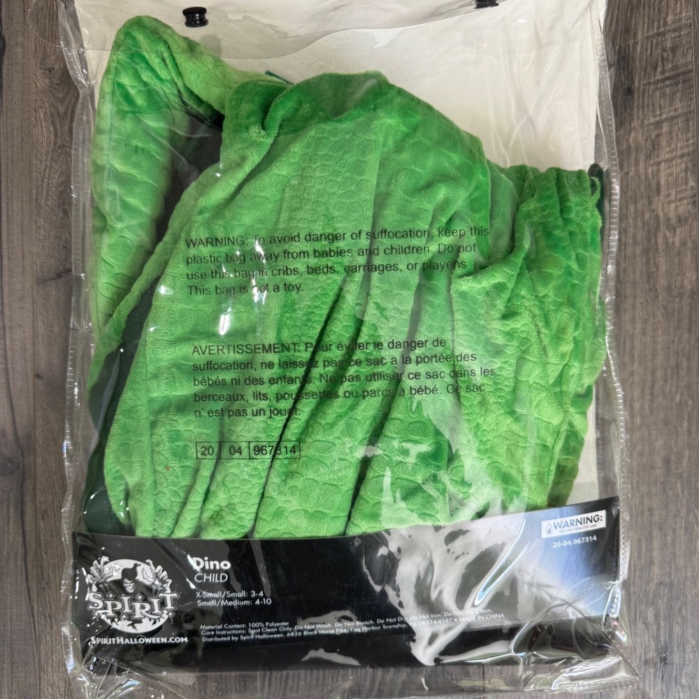 Spirit‎ Halloween Dino Costume Child Green Plush Hooded Dinosaur Union Suit - Picture 5 of 5